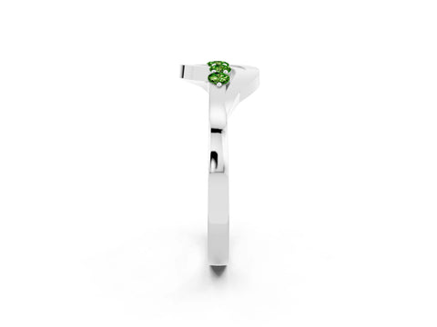 White gold Five-Stone Round Peridot Crossover Band with Prong Setting_20