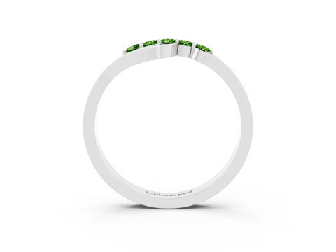 White gold Five-Stone Round Peridot Crossover Band with Prong Setting_21