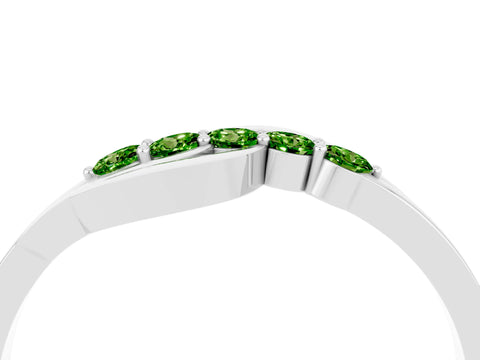 White gold Five-Stone Round Peridot Crossover Band with Prong Setting_22