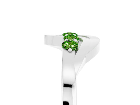White gold Five-Stone Round Peridot Crossover Band with Prong Setting_23
