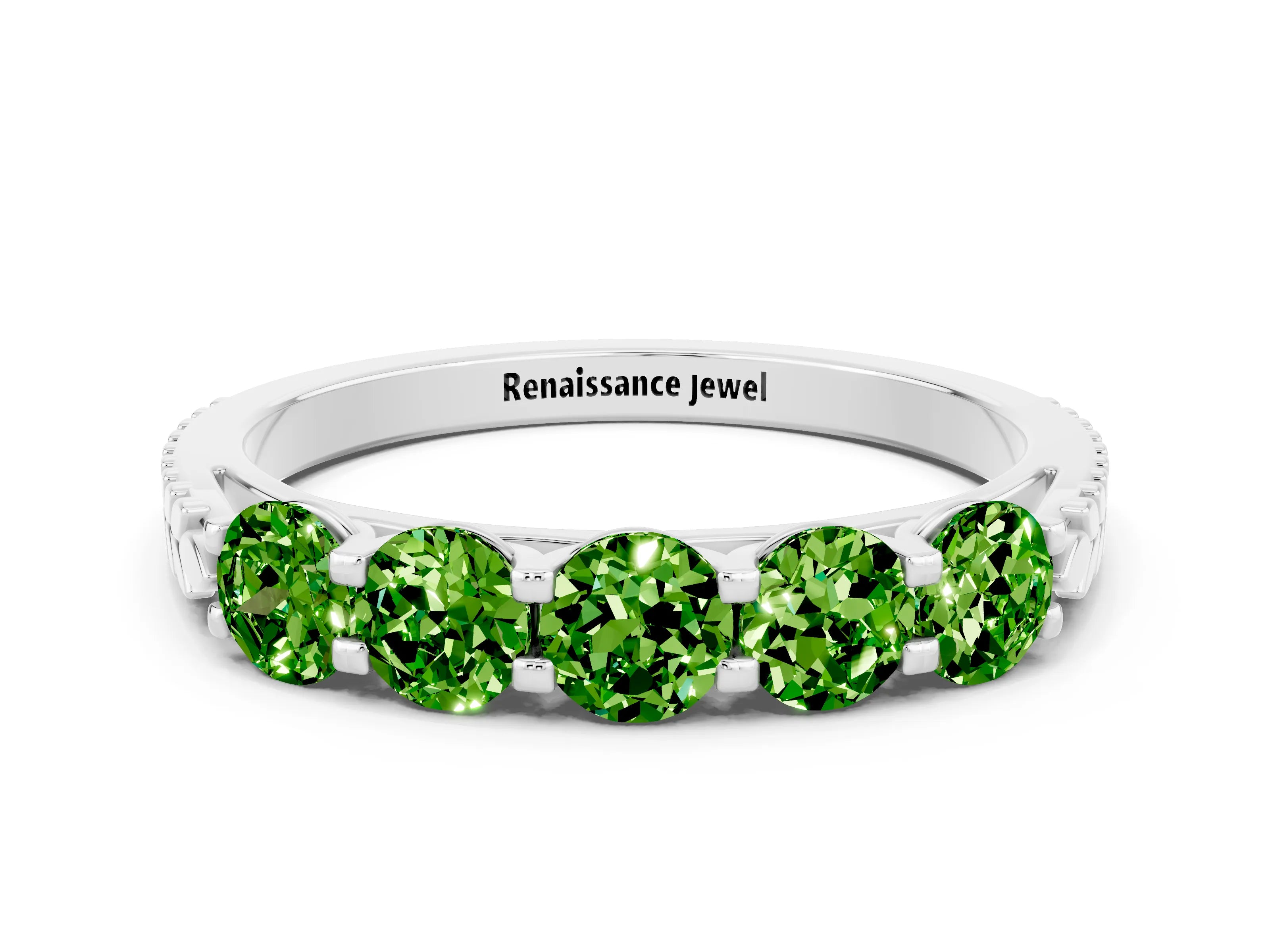 White gold Five-Stone Round Peridot Prong-Set Band_18