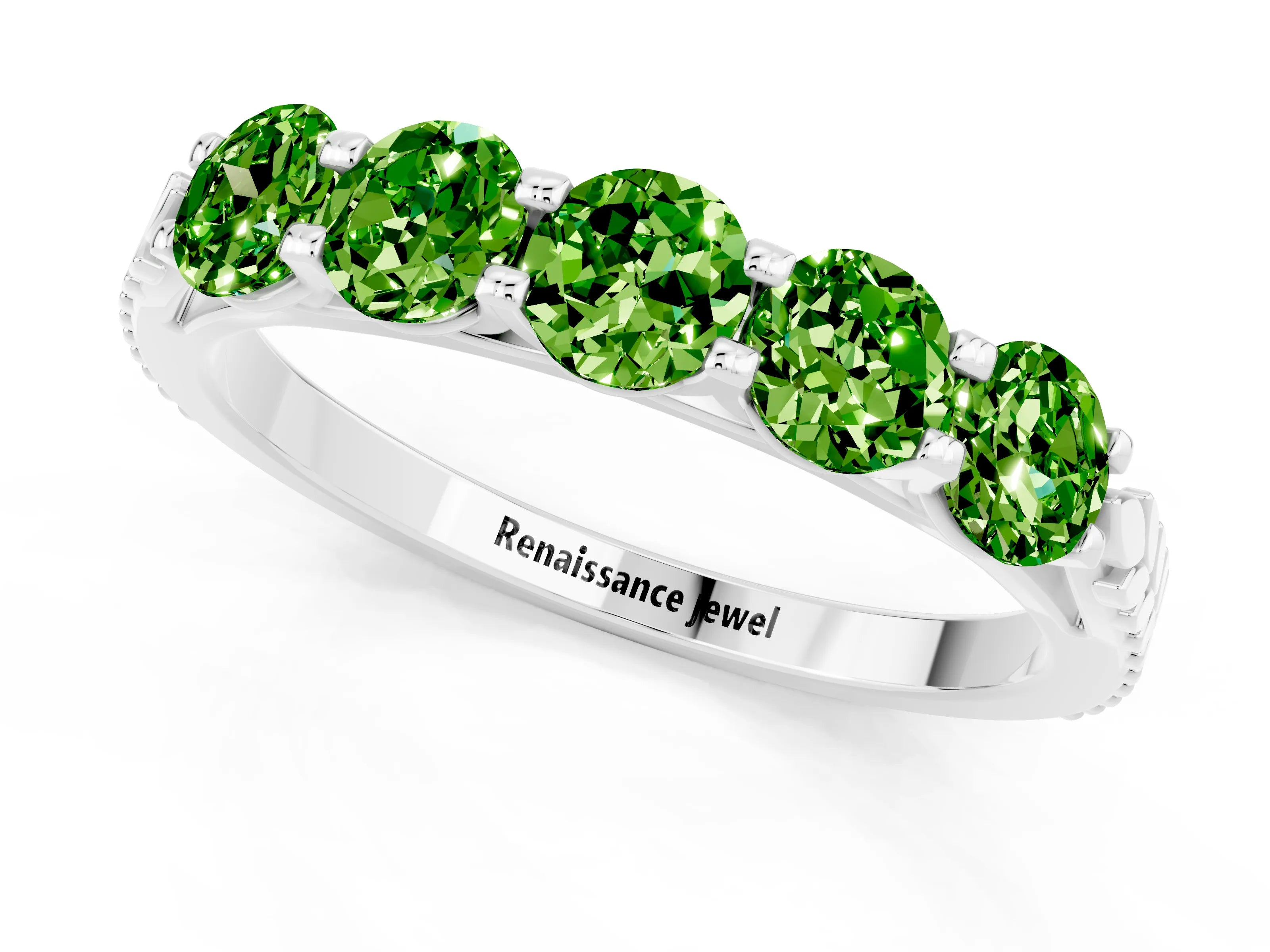 White gold Five-Stone Round Peridot Prong-Set Band_19