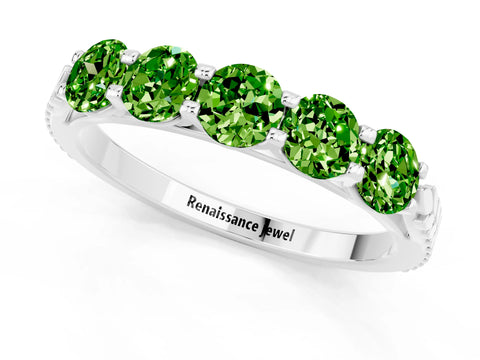 White gold Five-Stone Round Peridot Prong-Set Band_19