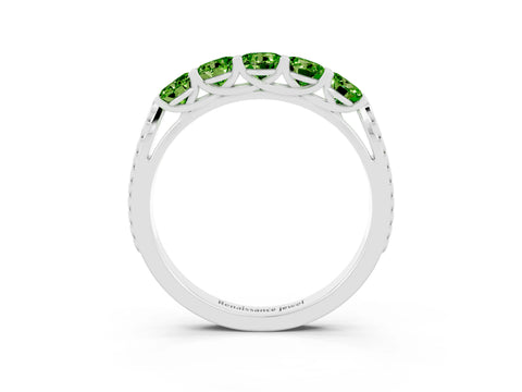 White gold Five-Stone Round Peridot Prong-Set Band_21