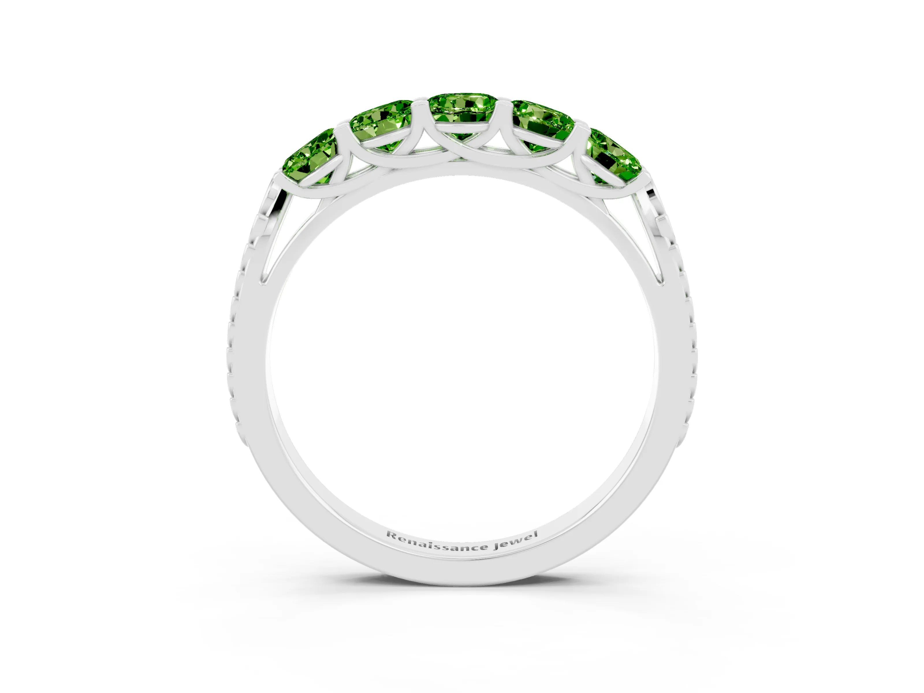 White gold Five-Stone Round Peridot Prong-Set Band_21