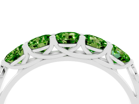 White gold Five-Stone Round Peridot Prong-Set Band_22