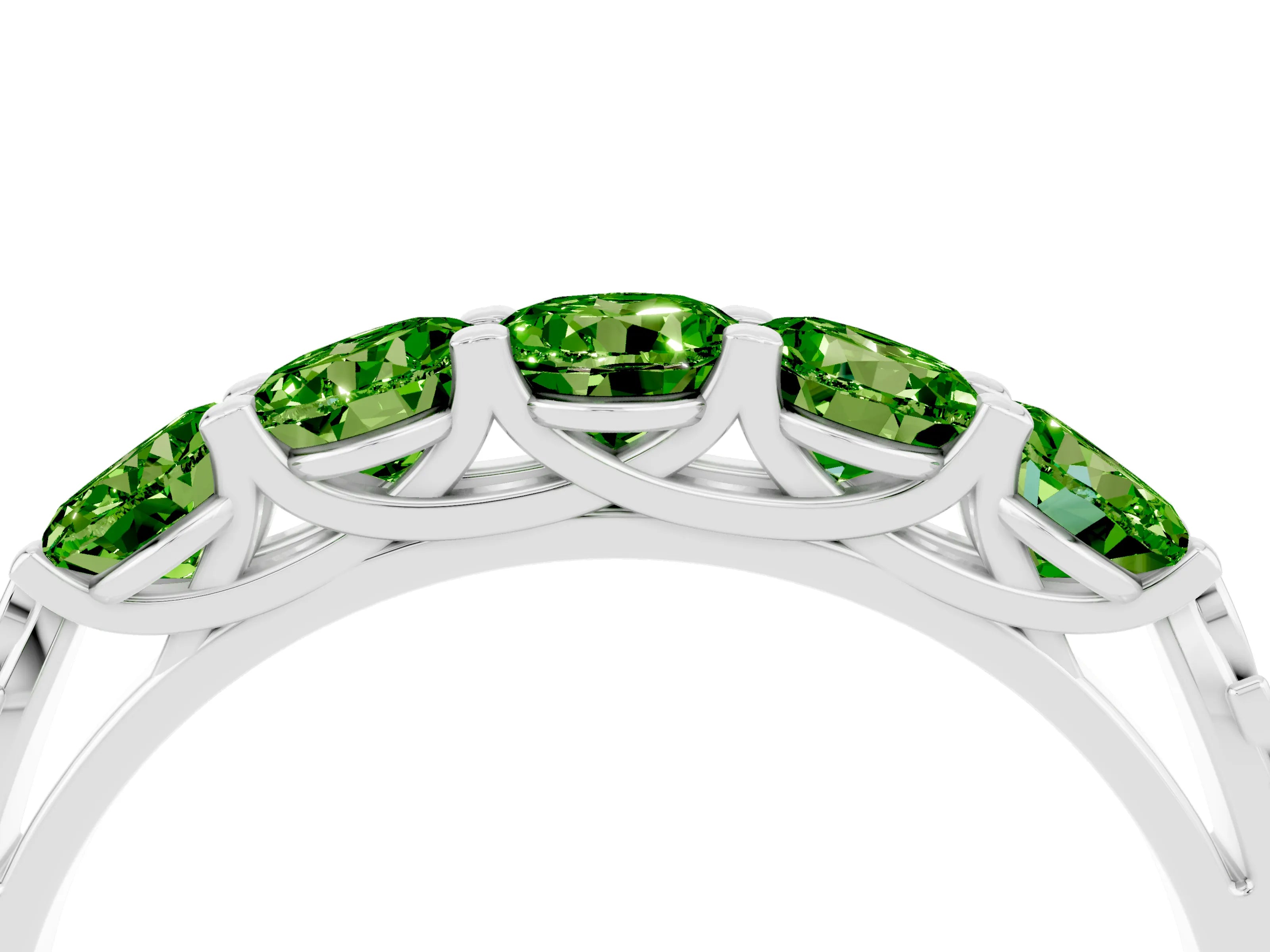 White gold Five-Stone Round Peridot Prong-Set Band_22