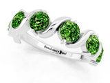 White gold Five-Stone Round Peridot Wave Band with Shared Prong Setting_7