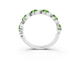 White gold Five-Stone Round Peridot Wave Band with Shared Prong Setting_9