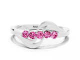 White gold Five-Stone Round Pink Sapphire Crossover Band with Prong Setting_18