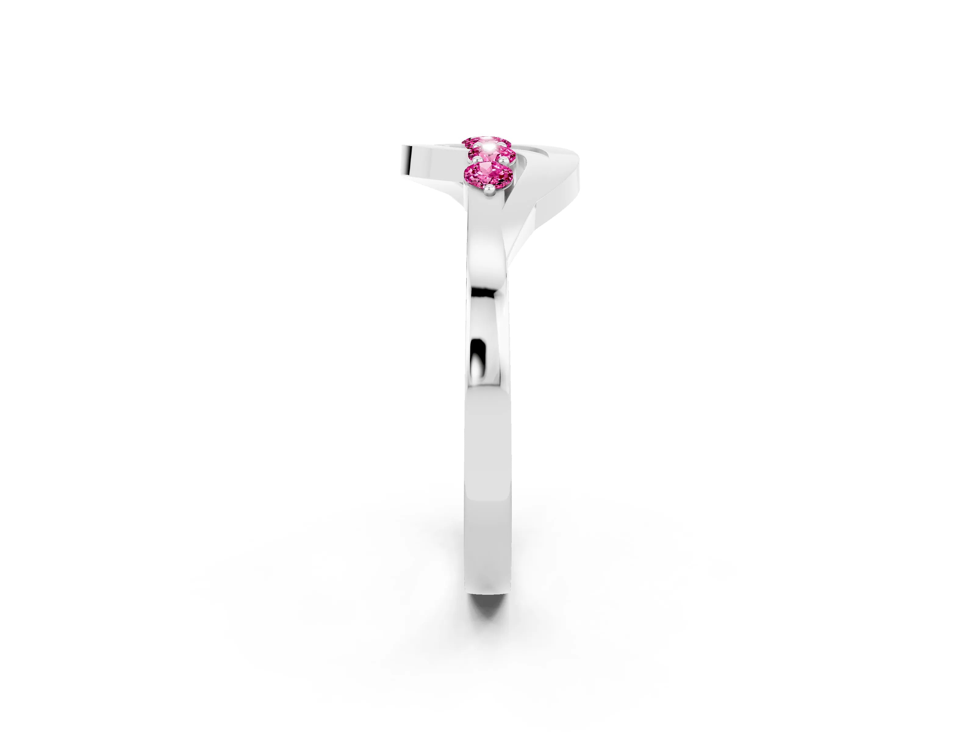 White gold Five-Stone Round Pink Sapphire Crossover Band with Prong Setting_20
