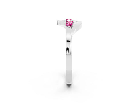 White gold Five-Stone Round Pink Sapphire Crossover Band with Prong Setting_20