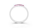 White gold Five-Stone Round Pink Sapphire Crossover Band with Prong Setting_21