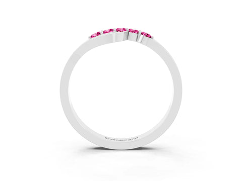 White gold Five-Stone Round Pink Sapphire Crossover Band with Prong Setting_21