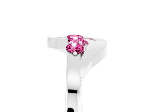 White gold Five-Stone Round Pink Sapphire Crossover Band with Prong Setting_23