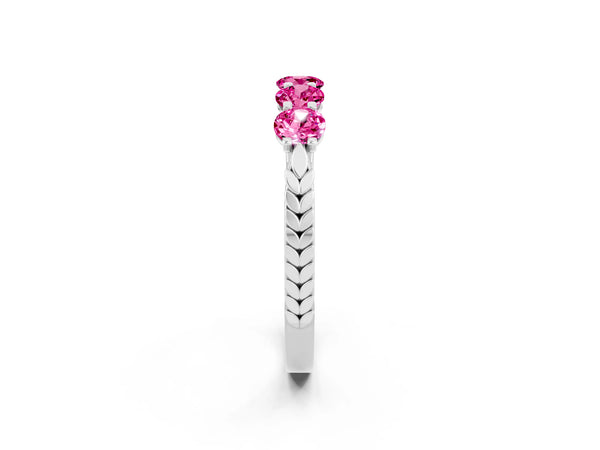 Platinum Five-Stone Round Pink Sapphire Prong-Set Band