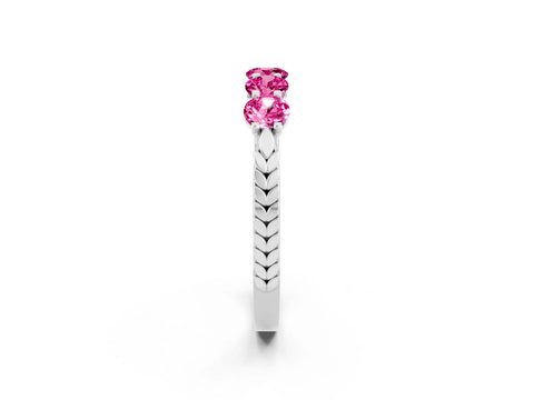 White gold Five-Stone Round Pink Sapphire Prong-Set Band_20