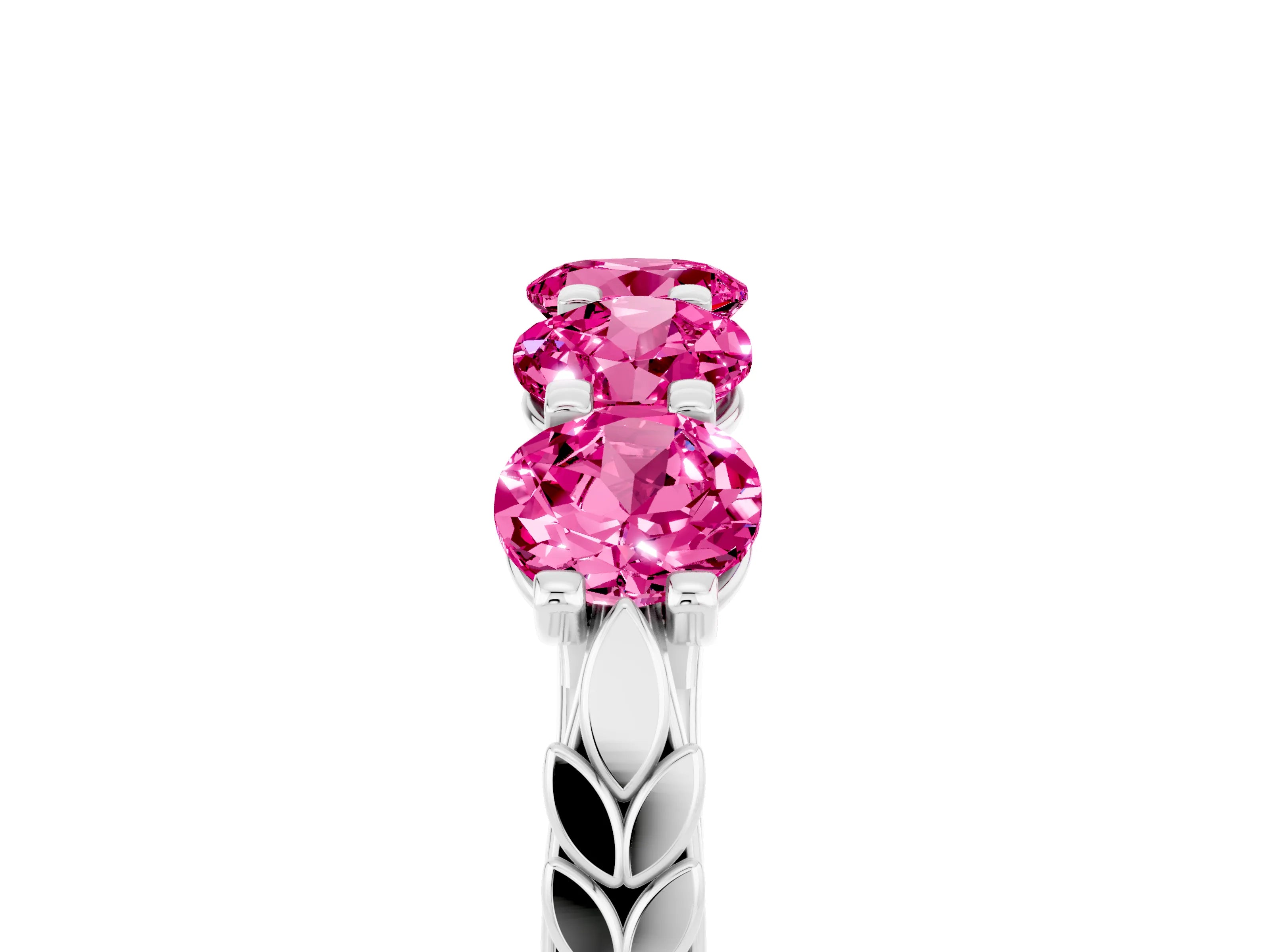 White gold Five-Stone Round Pink Sapphire Prong-Set Band_23