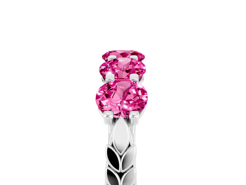 White gold Five-Stone Round Pink Sapphire Prong-Set Band_23