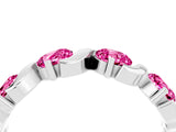 White gold Five-Stone Round Pink Sapphire Wave Band with Shared Prong Setting_10