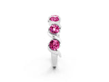 White gold Five-Stone Round Pink Sapphire Wave Band with Shared Prong Setting_8