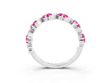White gold Five-Stone Round Pink Sapphire Wave Band with Shared Prong Setting_9