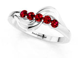 White gold Five-Stone Round Ruby Crossover Band with Prong Setting_19