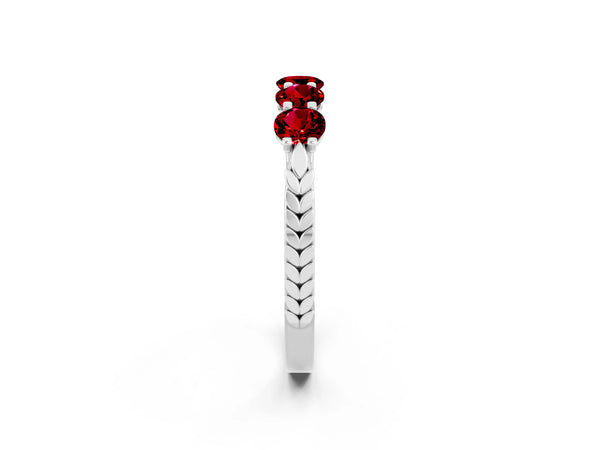 White gold Five-Stone Round Ruby Prong-Set Band