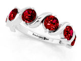 White gold Five-Stone Round Ruby Wave Band with Shared Prong Setting_7