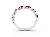 White gold Five-Stone Round Ruby Wave Band with Shared Prong Setting_9