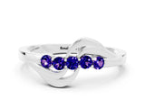 White gold Five-Stone Round Tanzanite Crossover Band with Prong Setting_18