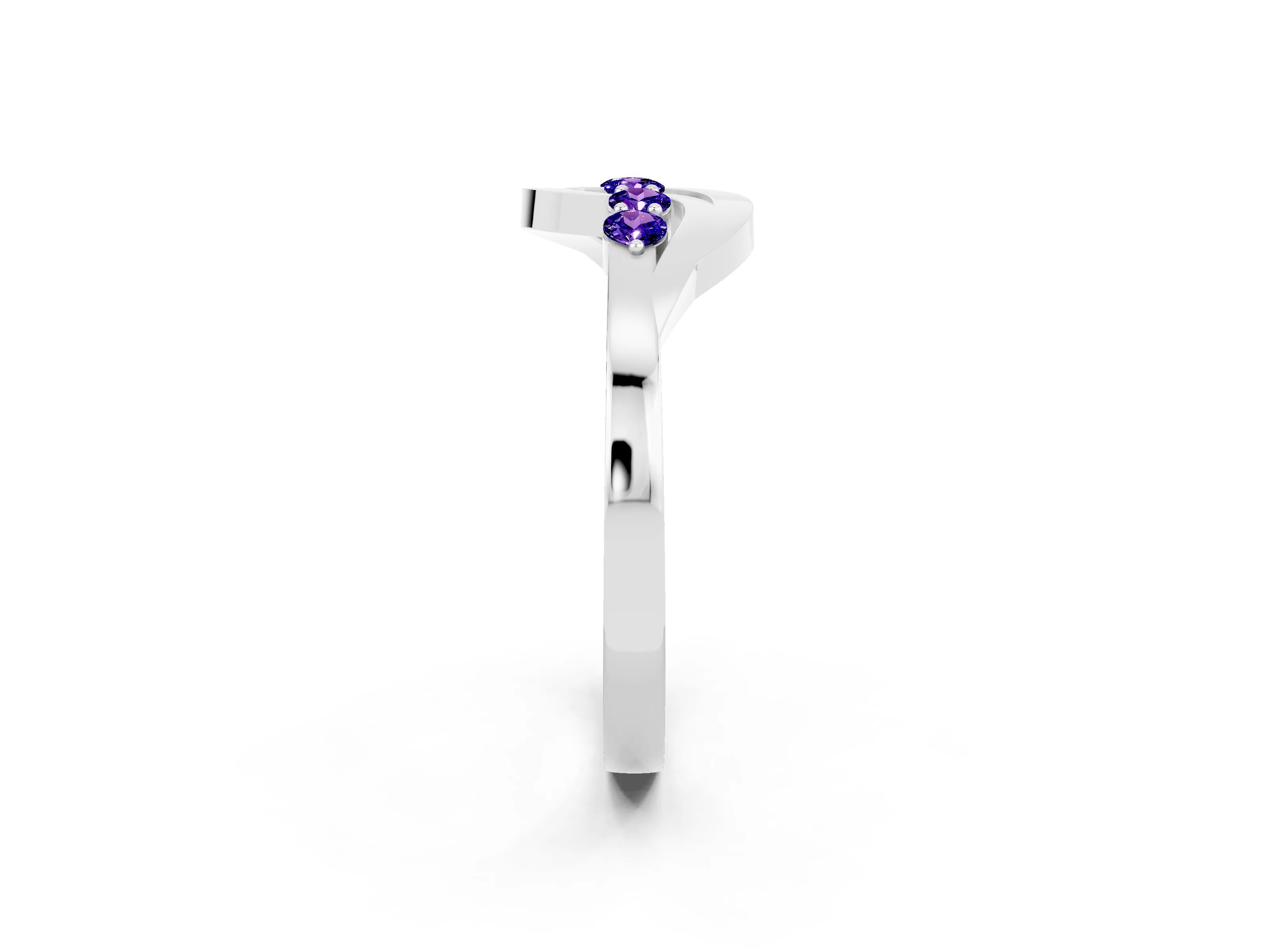 White gold Five-Stone Round Tanzanite Crossover Band with Prong Setting_20