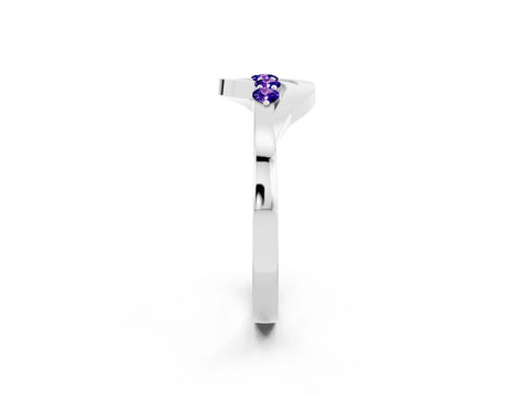 White gold Five-Stone Round Tanzanite Crossover Band with Prong Setting_20