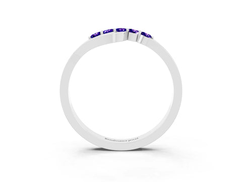 White gold Five-Stone Round Tanzanite Crossover Band with Prong Setting_21