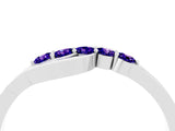White gold Five-Stone Round Tanzanite Crossover Band with Prong Setting_22