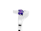 White gold Five-Stone Round Tanzanite Crossover Band with Prong Setting_23