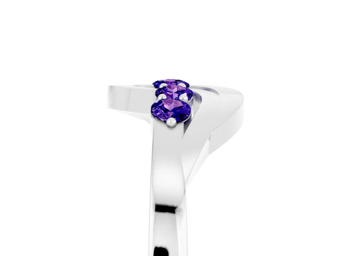 White gold Five-Stone Round Tanzanite Crossover Band with Prong Setting_23