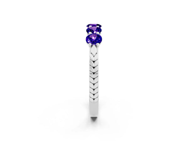 Platinum Five-Stone Round Tanzanite Prong-Set Band
