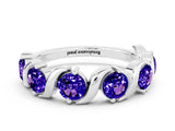 White gold Five-Stone Round Tanzanite Wave Band with Shared Prong Setting_6