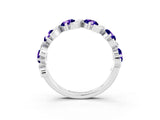 White gold Five-Stone Round Tanzanite Wave Band with Shared Prong Setting_9