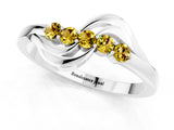 White gold Five-Stone Round Yellow Sapphire Crossover Band with Prong Setting_19