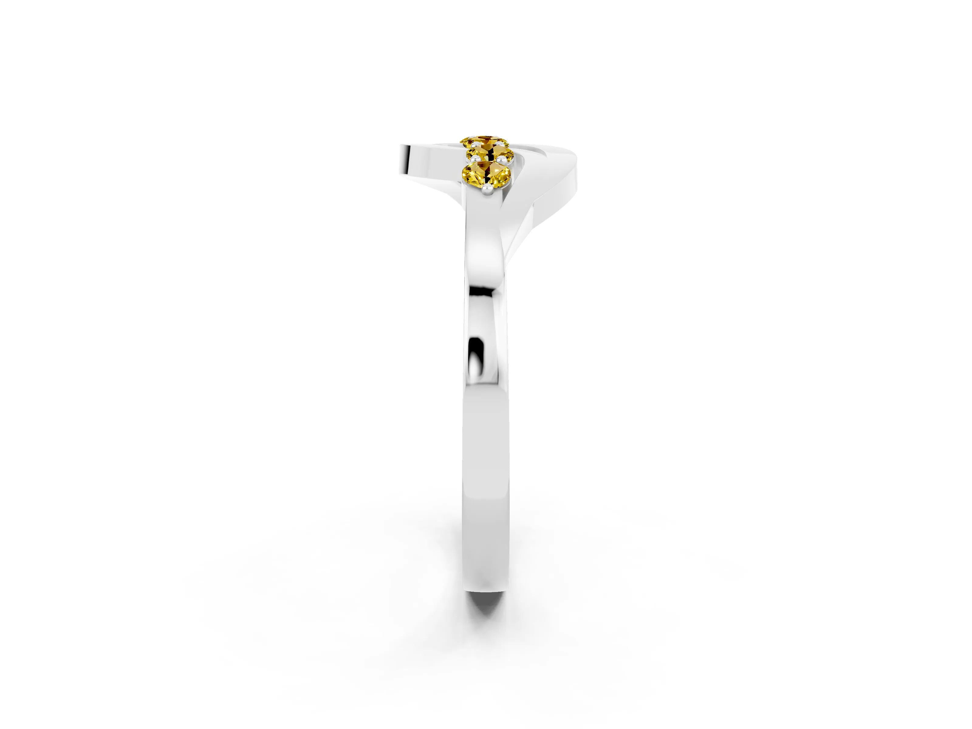 White gold Five-Stone Round Yellow Sapphire Crossover Band with Prong Setting_20