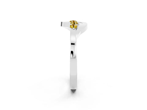White gold Five-Stone Round Yellow Sapphire Crossover Band with Prong Setting_20