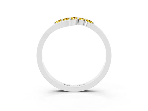 White gold Five-Stone Round Yellow Sapphire Crossover Band with Prong Setting_21