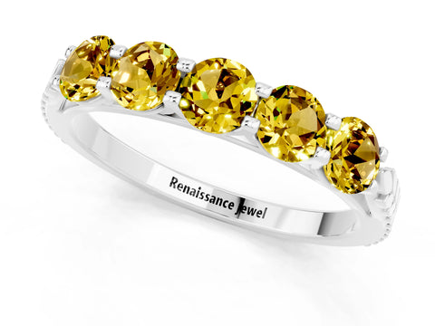 White gold Five-Stone Round Yellow Sapphire Prong-Set Band_19