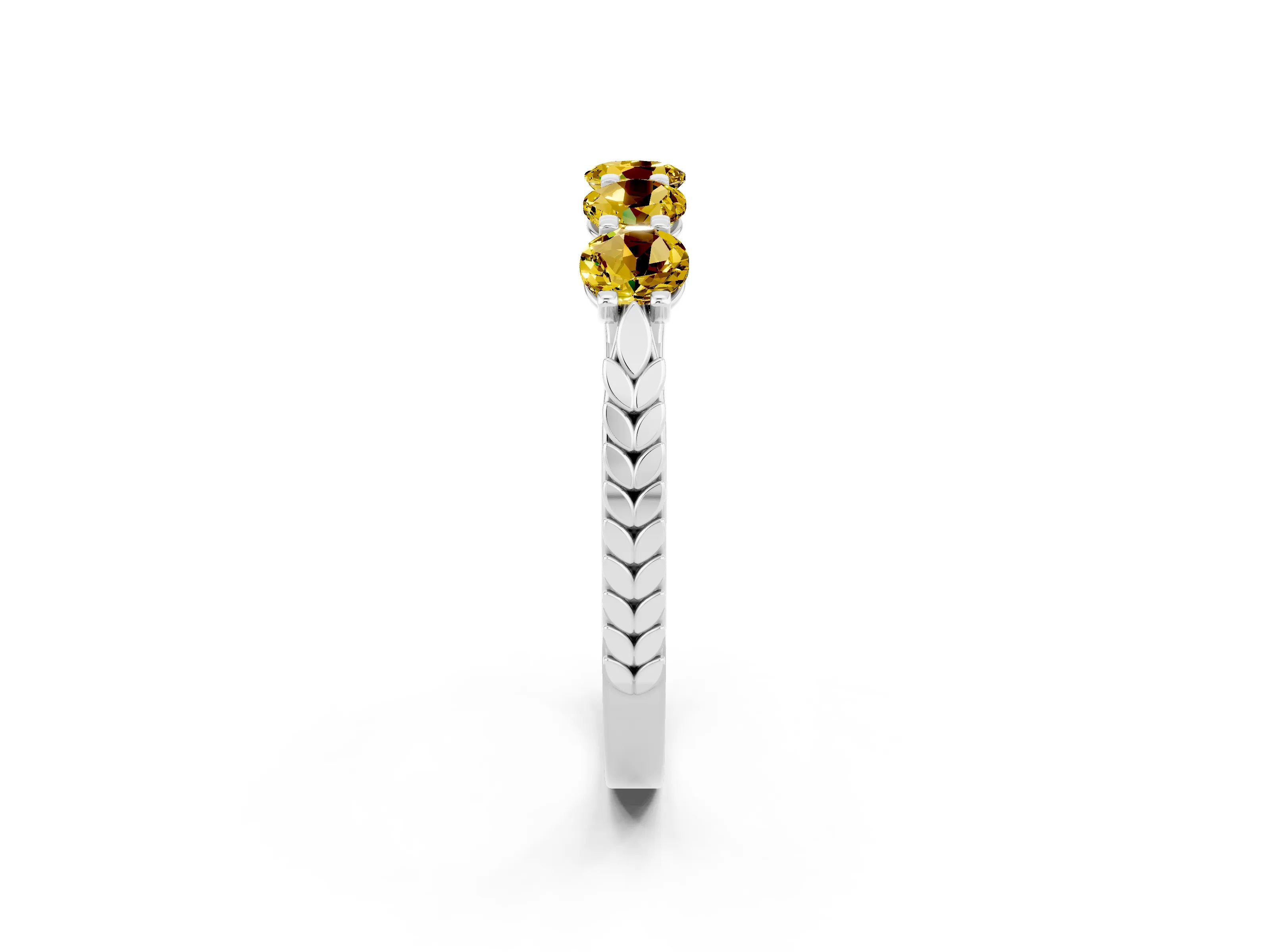 White gold Five-Stone Round Yellow Sapphire Prong-Set Band_20