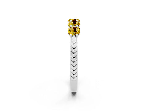 White gold Five-Stone Round Yellow Sapphire Prong-Set Band_20