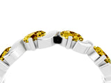 White gold Five-Stone Round Yellow Sapphire Wave Band with Shared Prong Setting_10