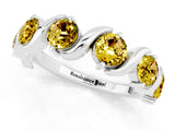 White gold Five-Stone Round Yellow Sapphire Wave Band with Shared Prong Setting_7