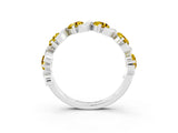 White gold Five-Stone Round Yellow Sapphire Wave Band with Shared Prong Setting_9
